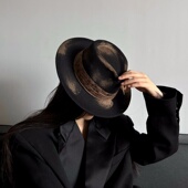 欧美英伦复古风喷漆火烧仿毛呢爵士礼帽男女秋冬百搭绅士毛毡帽子