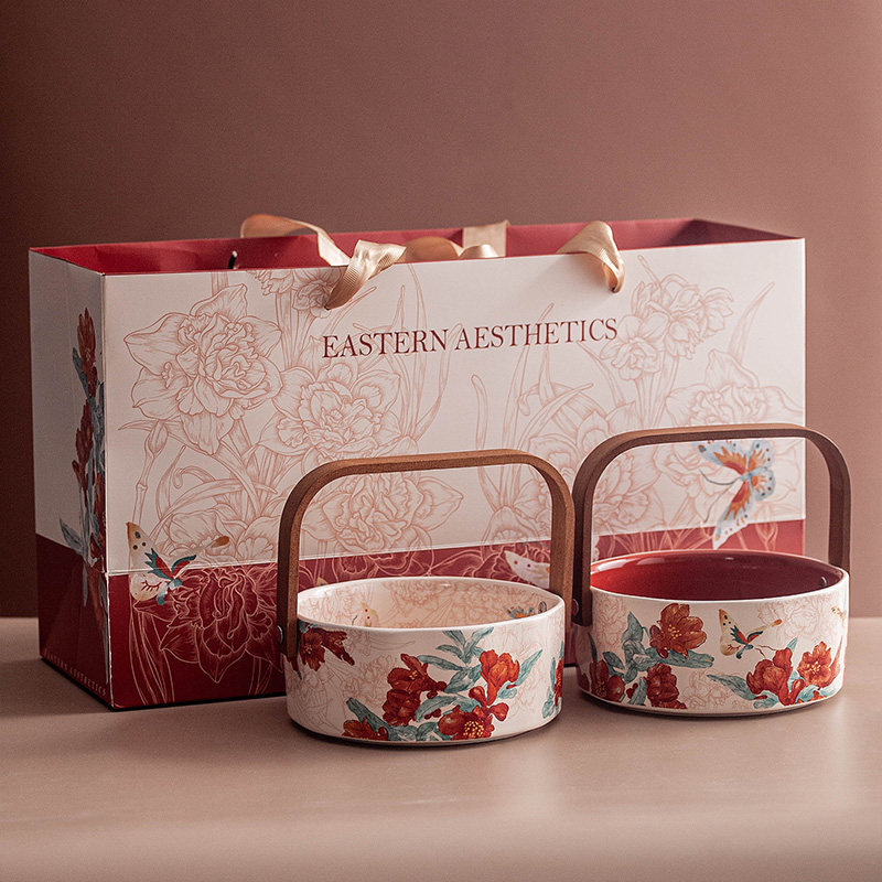 丼美国风果盘创意陶瓷新年结婚水果干果盘零食坚果摆放收纳盘礼品