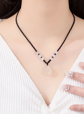 白玉髓大肚弥勒佛观音菩萨项链