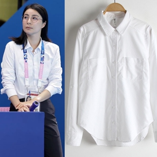 2026郭晶晶同款白衬衫纯白长袖通勤职业气质衬衣女上衣工作服夏季