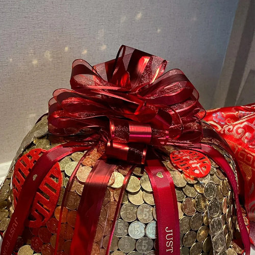 结婚聚宝盆陪嫁拉花装饰婚礼农村用品大全婚车车队彩带婚房布置