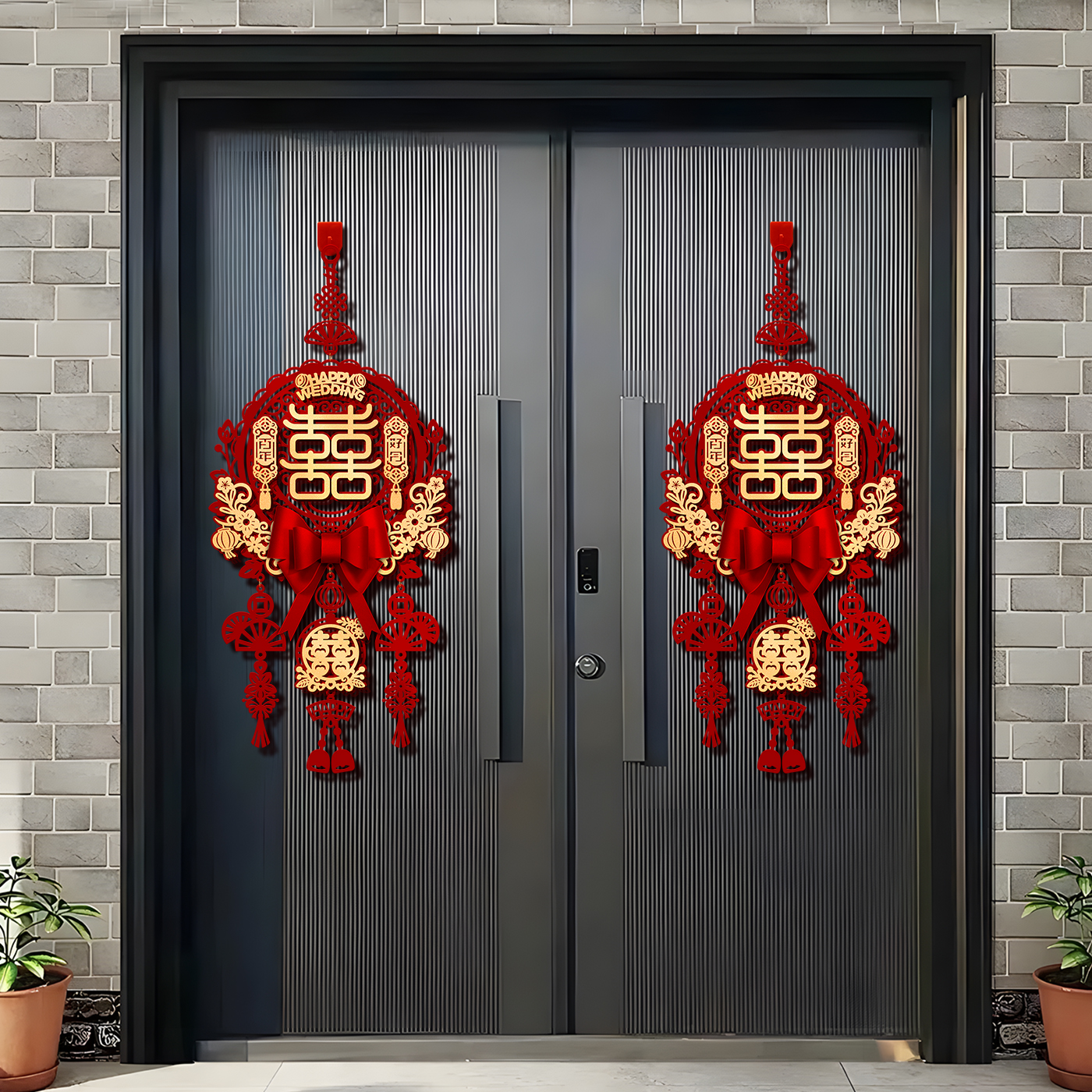 婚房布置婚礼新房大门房门挂件装饰结婚立体喜字挂饰婚庆用品大全