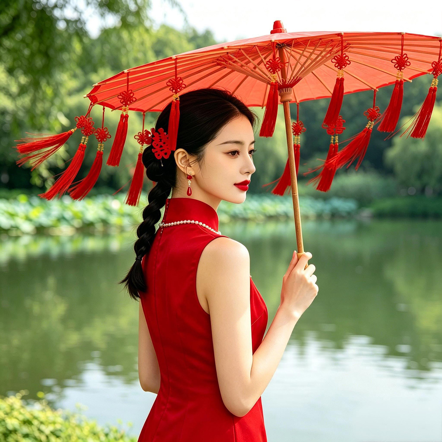 中式喜字婚伞结婚新娘晨袍拍照道具婚礼出嫁油伞红伞婚庆用品大全