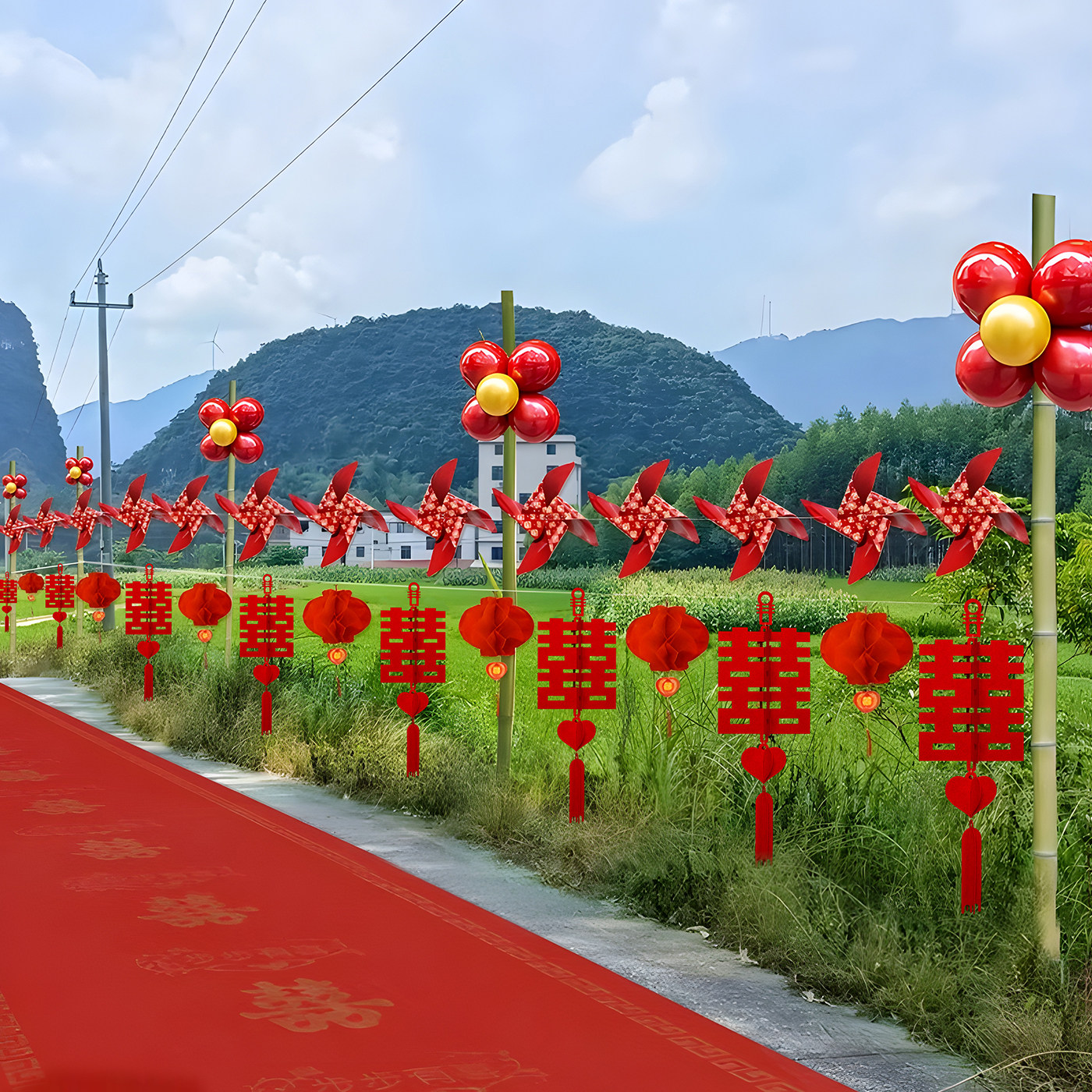 网红结婚路引场景布置装饰婚礼迎宾农村院子路边外景婚房用品大全,节庆用品/礼品,拉花,淘宝优惠券,粉丝福利购,淘宝优惠卷