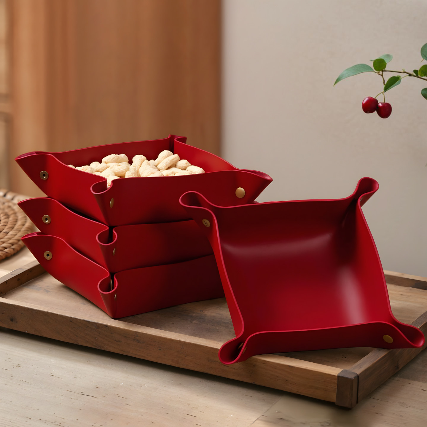 早生贵子皮质模具果盘干果组合订婚摆台喜庆摆件结婚用品四宫格盒,节庆用品/礼品,创意礼盒/礼品套组,淘宝优惠券,粉丝福利购,淘宝优惠卷