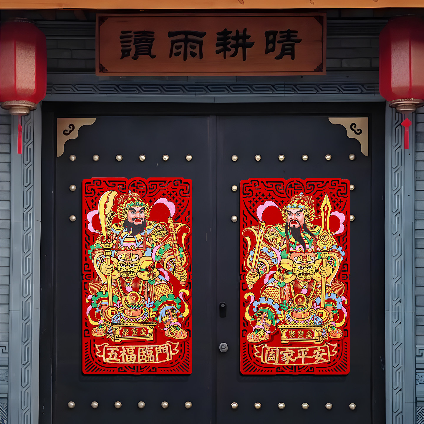 2026马年绒布门神贴自粘大门镇宅秦叔宝尉迟恭门神贴门贴农村年画,节庆用品/礼品,门神,淘宝优惠券,粉丝福利购,淘宝优惠卷