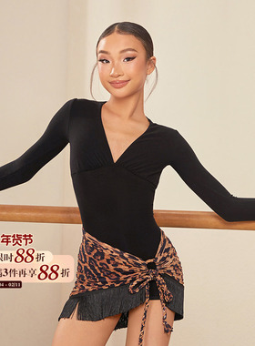 小小ZYM【曼波 Mambo】半裙不规则女孩拉丁舞蹈练功服镂空25044