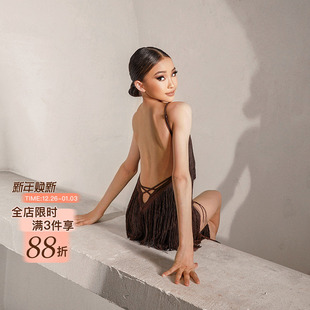 2205 连衣流苏裙不规则拉丁舞服女童带底裤 小小ZYM 流苏群