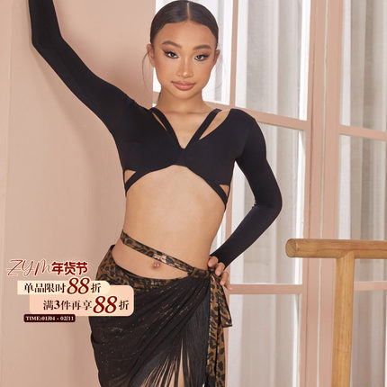 小小ZYM【醉金】半裙一片式围裹女童拉丁舞练功服高级复古感25091