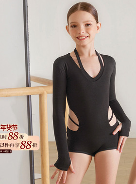 小小ZYM【一件入秋】上衣漏腰设计感拉丁舞练功服女童挂脖24073