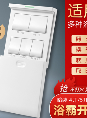 卫生间浴霸开关五开通用五合一风暖四开暖风机开关控制面板