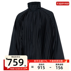 nike耐克女子CLLCTN运动休闲褶裥缎面垂坠立领夹克外套HJ0518-010