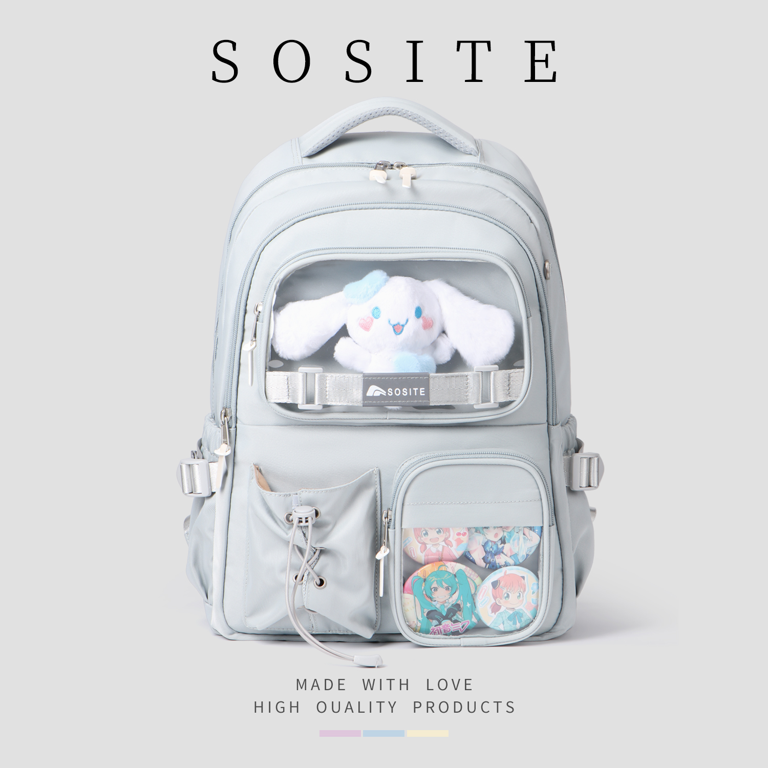 SOSITE漫展少女新款痛包双肩包大容量自由diy学生书包二次元背包