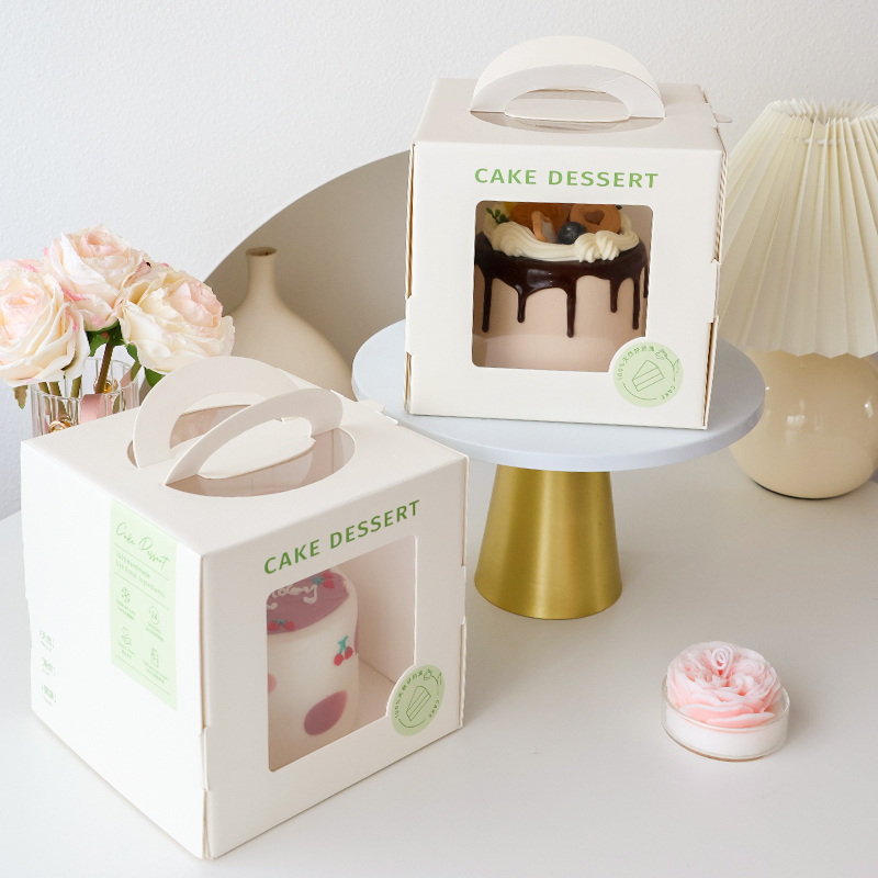 4寸开窗白瓦楞生日蛋糕盒子底托