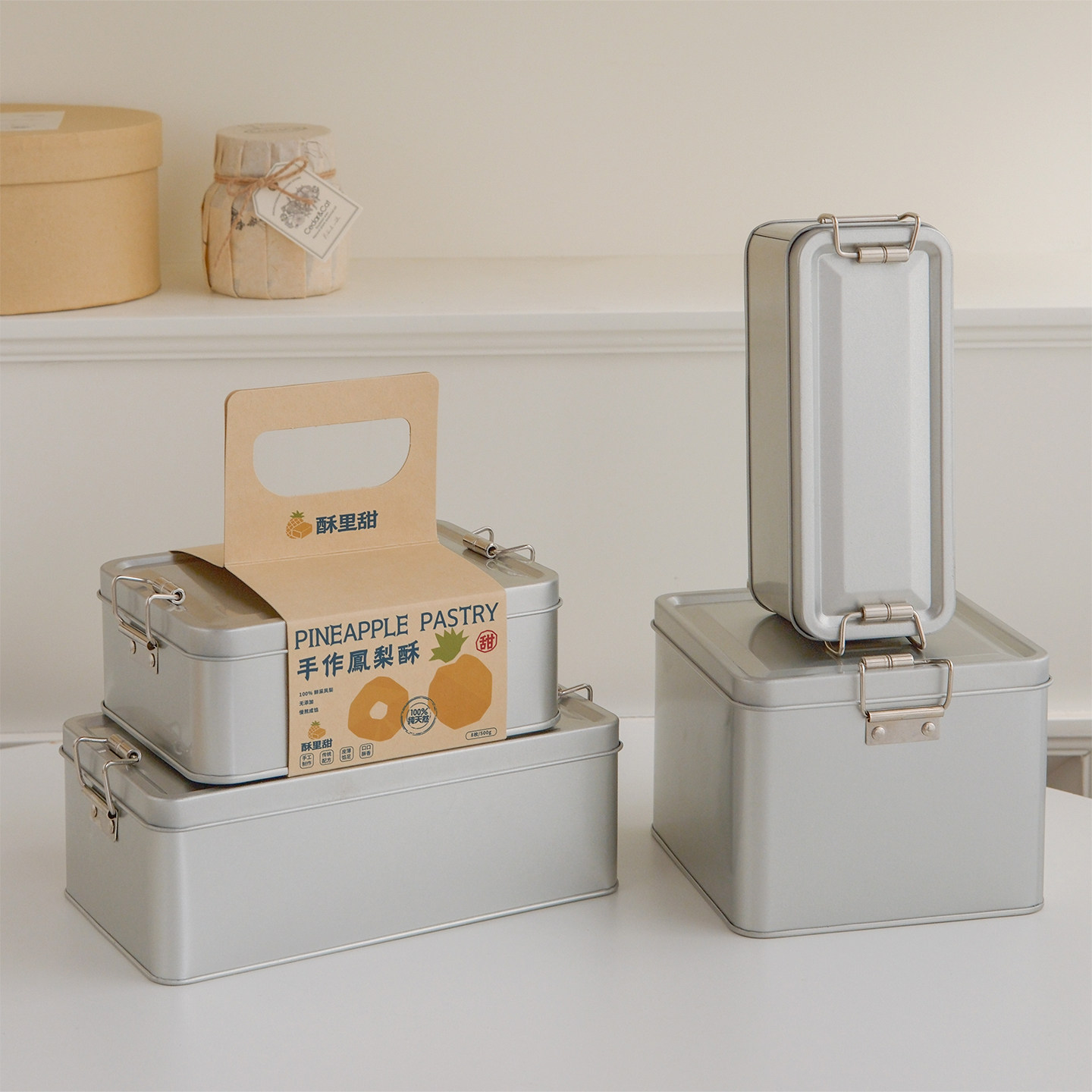 马口铁盒凤梨酥小方盒长方形铁盒饼干伴手礼盒可定制logo铁盒包装
