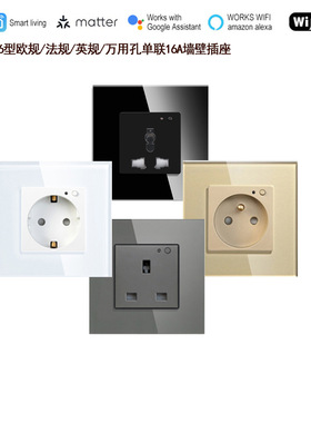 Matter   smart socket英规/法规/欧规/万用孔单联16A插座