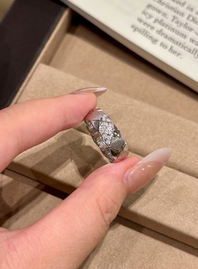 纯银S925拉丝工艺小香风菱格戒指小众设计重工菱格闪耀高级感轻奢