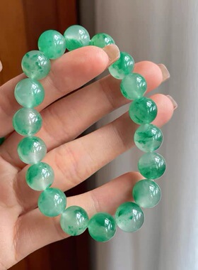 批发天然非洲翠独龙玉手串冰种飘花阳绿手链女款玉石珠串送女友