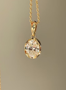 925银镀金 经典单钻鸽子蛋项链 轻奢女款闪钻高清简约百搭小项链