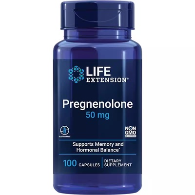 现货美国Life extension Pregnenolone孕烯醇酮 50mg100粒