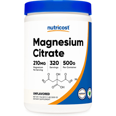 现货美国Nutricost Magnesium Citrate 镁 柠檬酸镁粉 原味500g