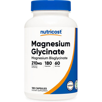 美国直邮nutricost Magnesium Glycinate甘氨酸镁胶囊70mg*180粒
