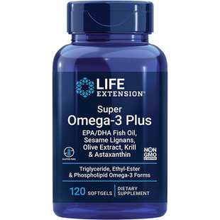 现货美国Life Extension深海鱼油 虾青素 磷虾油 Omega-3 120粒