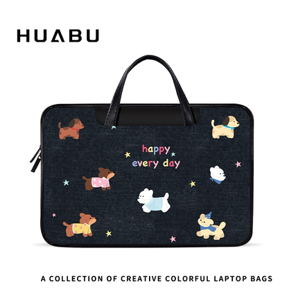 可爱卡通小狗笔记本电脑包适用手提苹果15.6寸华为matebook14联想戴尔14寸12寸女士新款平板收纳包