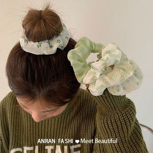 超仙绿色系大肠发圈甜美清新气质发绳头饰女学生可爱肥肠简约发饰