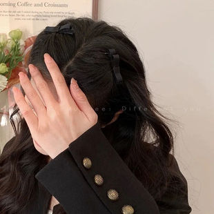 头饰女芭蕾风黑色发夹高级感刘海夹侧边夹轻奢发饰发插蝴蝶结