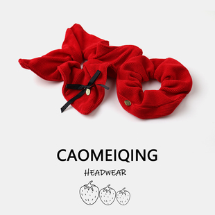 新年安头绳扎马大肠发圈女秋冬高级感小众气质发绳温柔可拉尾红色