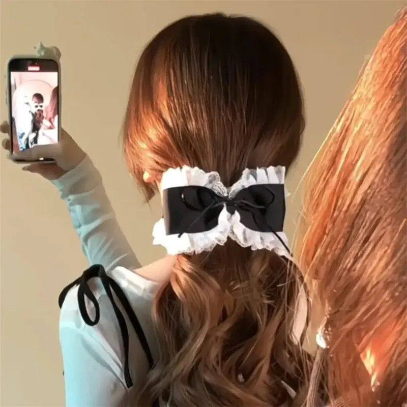 甜美褶皱黑白布艺香蕉夹蝴蝶结时尚百搭后脑勺扎马尾盘发头饰,饰品/流行首饰/时尚饰品新,发饰,淘宝优惠券,粉丝福利购,淘宝优惠卷