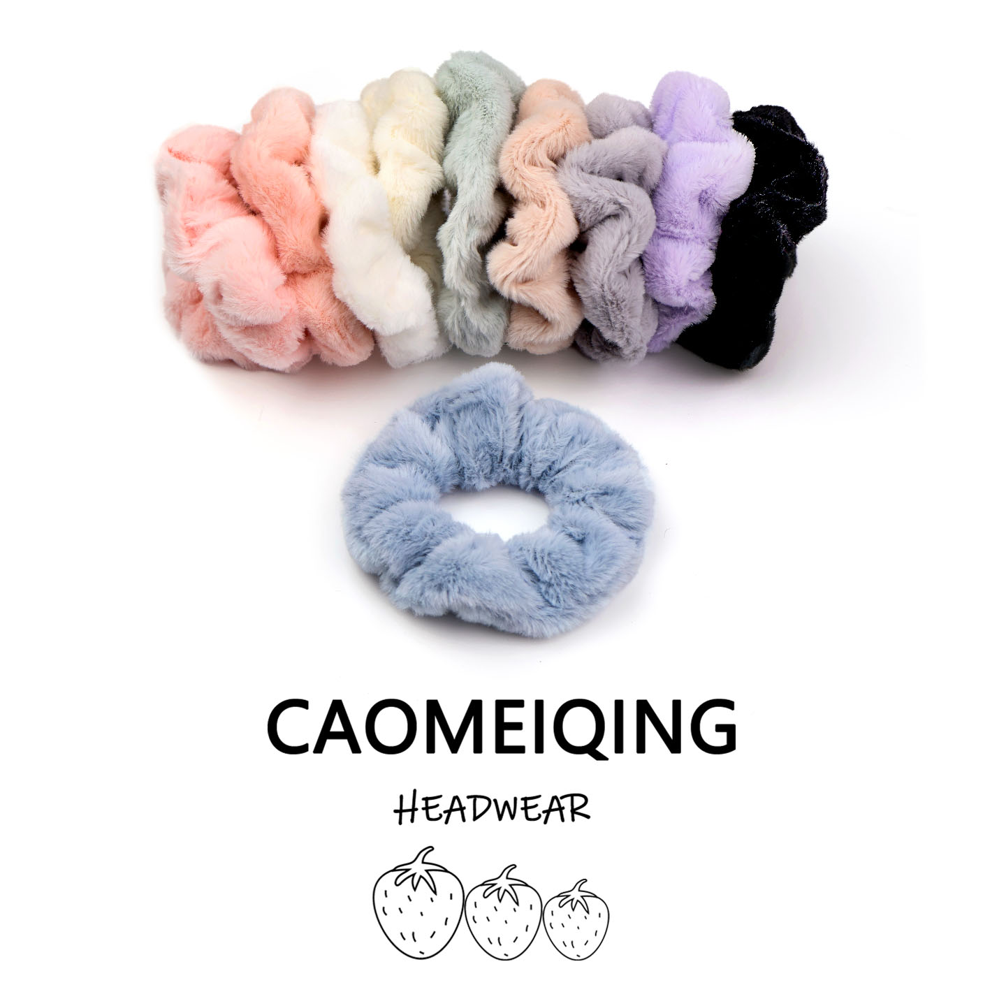 草莓青大肠发圈毛绒ins细绒兔毛