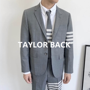 修身 2025新款 四条白杠色织羊毛灰色西服套装 BACK™ 剪裁 TAYLOR