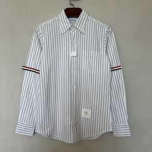 织带条纹衬衫 双袖 休闲春夏商务灰色细条纹白衬衣 BACK TAYLOR