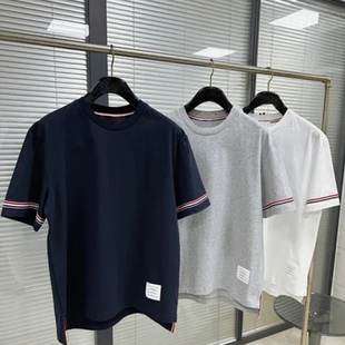 袖 T恤 口织带 定制螺纹领口袖 少许微弹力透气 细水 口 波纹短袖