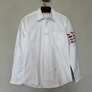 多动物立体刺绣设计情侣款 男女长袖 白色衬衣 BACK TAYLOR