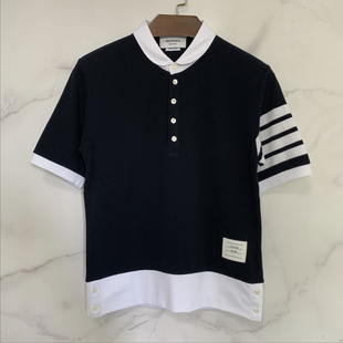 短袖 经典 珠地棉四条白杠polo衫 春夏新款 圆角衣领透气舒适 重塑