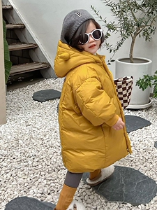 断码清仓女童羽绒服加厚白鸭绒儿童男宝宝小恶魔中长款羽绒外套