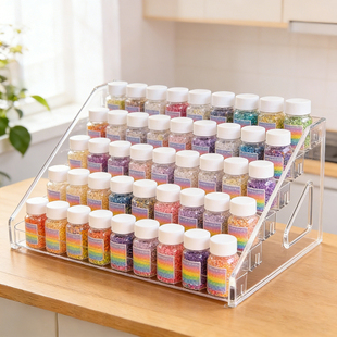 7层拼豆收纳盒亚克力阶梯式抽屉分隔收纳整理盒桌面收纳架陈列架