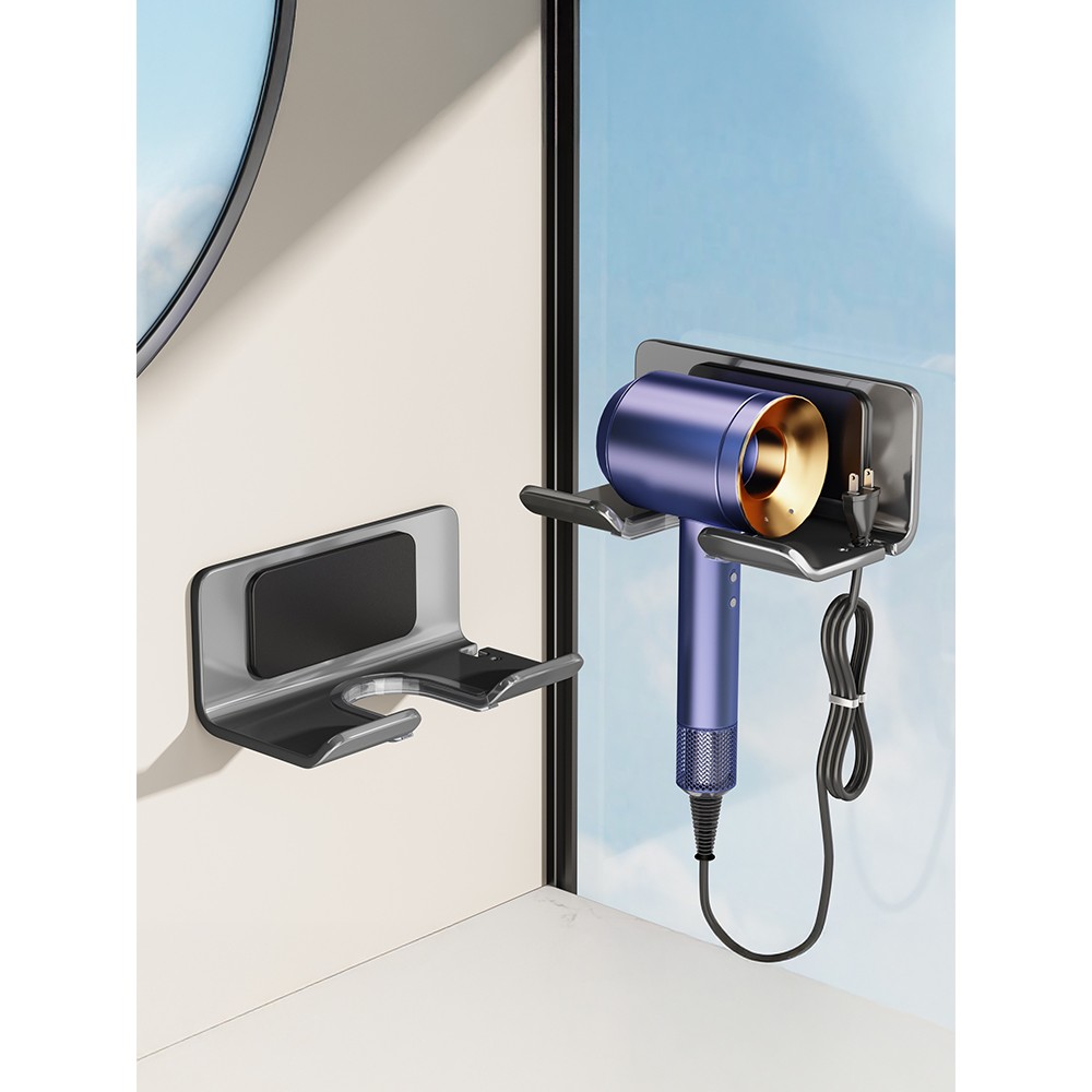 不锈钢吹风机置物架支架免打孔卫生间电吹风挂浴室壁挂式收纳架子