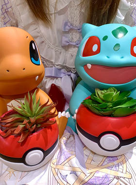 正品神奇宝贝手办杰尼龟妙蛙种子小火龙盆栽桌面摆件笔筒潮玩礼物