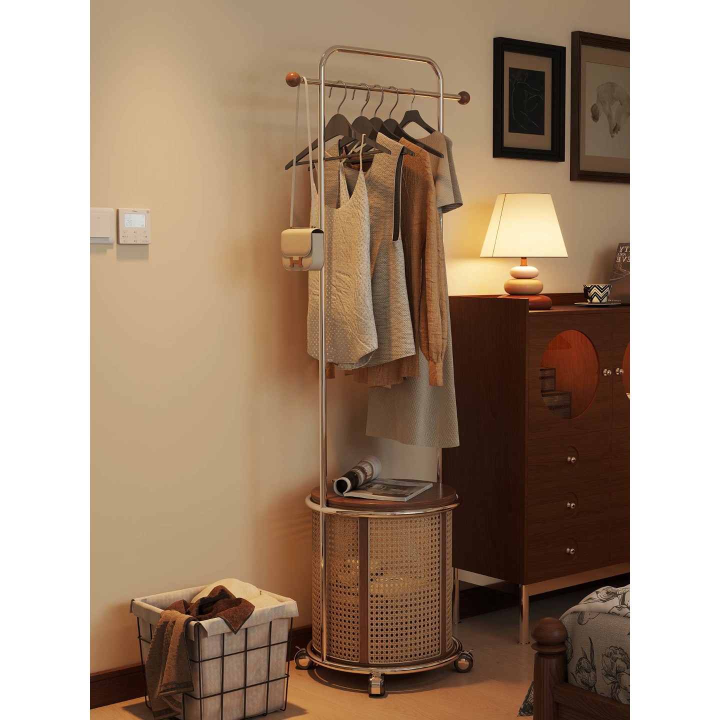 【直播专属】实木藤编收纳落地女装展示架衣帽架移动中岛架挂衣架,收纳整理,衣帽架,淘宝优惠券,粉丝福利购,淘宝优惠卷