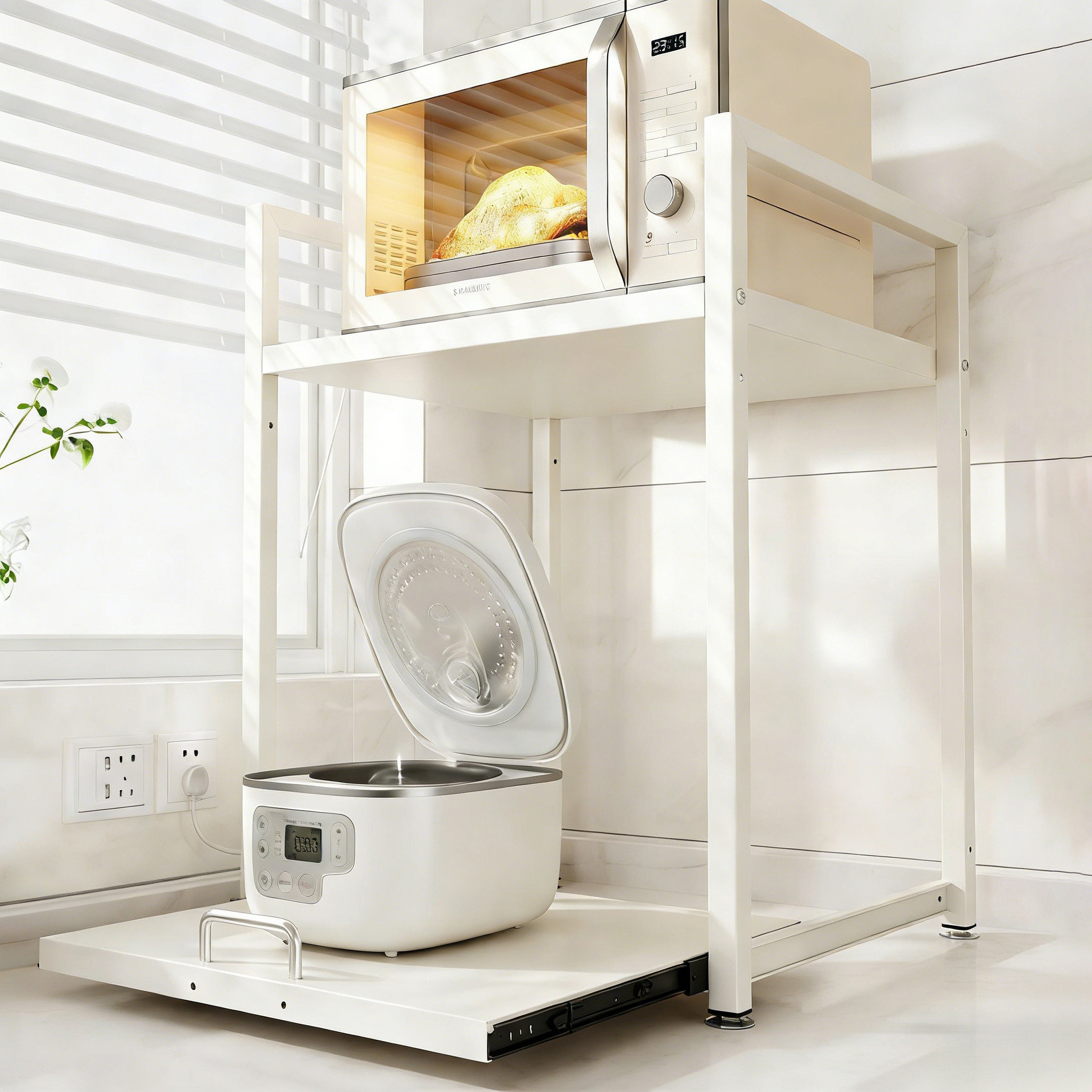 微波炉置物架抽拉式厨房电饭煲空气炸锅分层架子家用台面烤箱支架,厨房/烹饪用具,微波炉置物架,淘宝优惠券,粉丝福利购,淘宝优惠卷