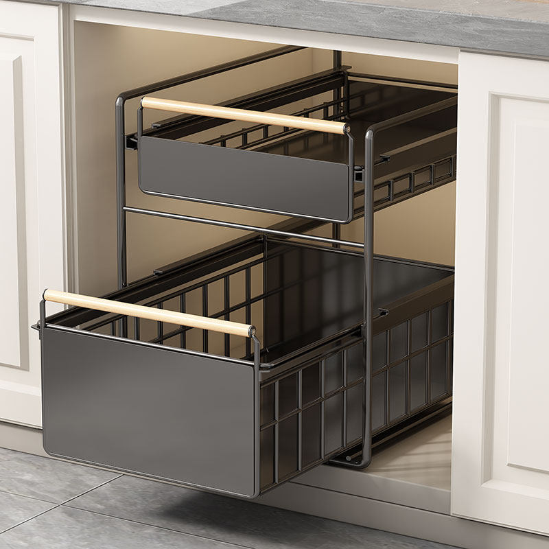 厨房下水槽抽拉式置物架调料碗碟橱柜内置架子分层架柜内收纳拉篮,厨房/烹饪用具,水槽置物架,淘宝优惠券,粉丝福利购,淘宝优惠卷