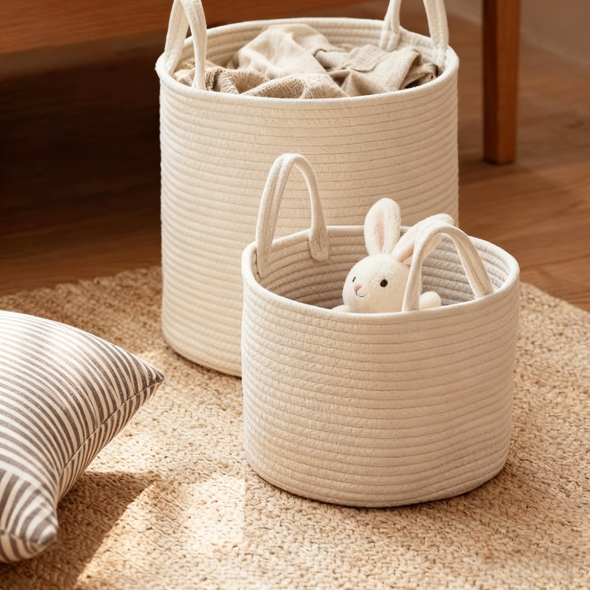 脏衣篓家用棉线编织脏衣服收纳筐客厅脏衣收纳桶浴室洗衣篓洗衣篮,收纳整理,脏衣篮,淘宝优惠券,粉丝福利购,淘宝优惠卷