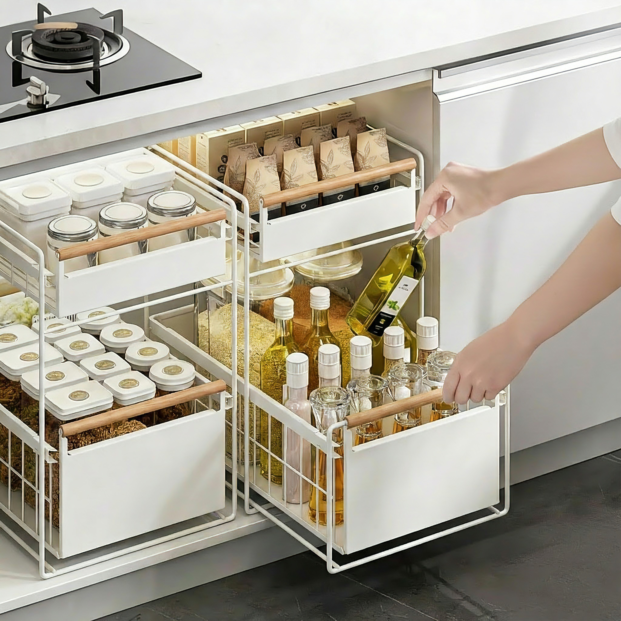 厨房抽拉式置物架橱柜内分层架子双层下水槽超深抽屉拉篮收纳神器,厨房/烹饪用具,厨房抽屉置物架,淘宝优惠券,粉丝福利购,淘宝优惠卷