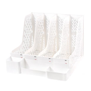 加厚书立架文件夹子档案筐收纳盒多层桌面塑料书架简易桌上文件框办公室资料架置物架文件架资料框办公用品