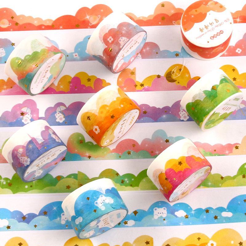 云朵胶带手账胶带胶纸手账随心配彩色和纸胶带整卷超值不留胶学生用儿童可爱少女网红款小号
