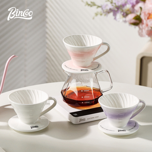 Bincoo陶瓷滤杯v60咖啡过滤杯分享壶滤纸滴滤美式 手冲咖啡壶套装